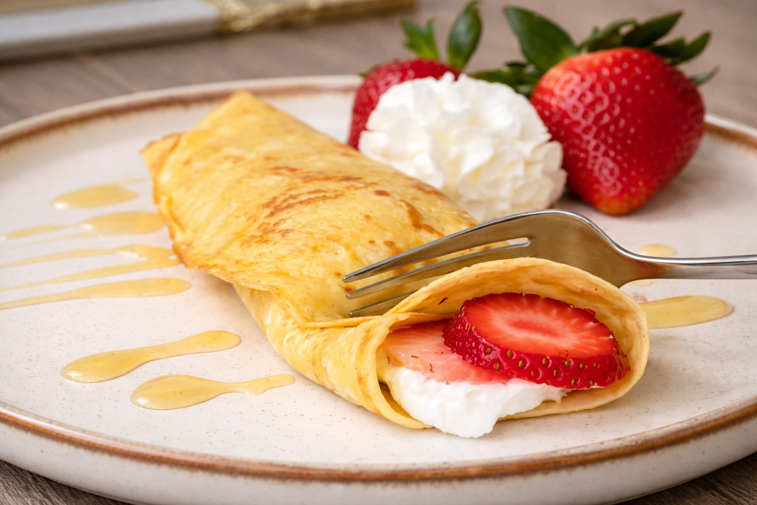 ontbijt crepes met vers fruit en yoghurt